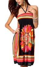 Flower Floral Print African Print Dresses Loose Dress Colorful Halter Off Shoulder Beach Summer New Arrival Sundresses 2016