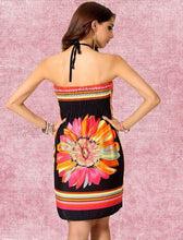 Flower Floral Print African Print Dresses Loose Dress Colorful Halter Off Shoulder Beach Summer New Arrival Sundresses 2016