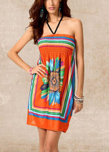 Flower Floral Print African Print Dresses Loose Dress Colorful Halter Off Shoulder Beach Summer New Arrival Sundresses 2016