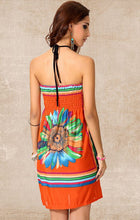 Flower Floral Print African Print Dresses Loose Dress Colorful Halter Off Shoulder Beach Summer New Arrival Sundresses 2016