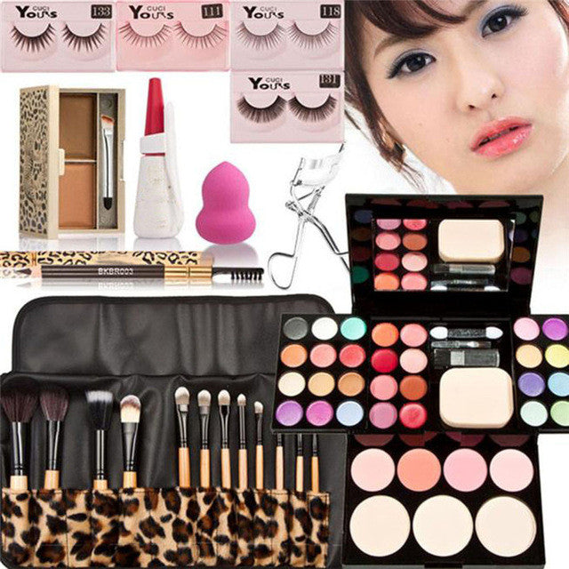 Forward New Makeup Kits Gift Set Eyeshadow Blusher Powder Lip Gloss 12pcs Foundation Brushes Women Makeup Sets Hot