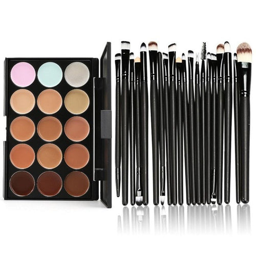 Fresh Concealer Palette Professional + 20 Brush 15 Colors Contour Face Cream Makeup Concealer Palette Professional + 20 Brush