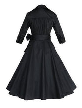 Front Big Bow Bowknot V Neck Women Noble Dress Summer Elegant Pleated Black Dress With Belt Swing Rockabilly Half Sleeve