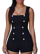 Front Button Jumpsuit Sleeveless Black Tank Short Playsuits Low Cut Sexy Club Bodycon Romper Black Bodysuit Sexy Club Shorts New