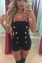 Front Button Jumpsuit Sleeveless Black Tank Short Playsuits Low Cut Sexy Club Bodycon Romper Black Bodysuit Sexy Club Shorts New
