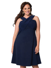 Front Cross Elegant Dress For Chubby Gril Casual Party Keen Length Fashion Summer Women Clothing New Ladies 2017 Plus Size