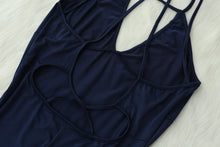 Front Hollow Deep V Neck Sexy Bodycon Dress Women Party Club Blue Dress Strap Stretch Open Back Summer Clothes For Women