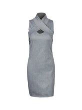 Front Hollow Wrap Turtle Neck Knit Grey Dress Bodycon Bandage New Arrivals 2017 Ladies Dresses Women High Quality