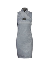 Front Hollow Wrap Turtle Neck Knit Grey Dress Bodycon Bandage New Arrivals 2017 Ladies Dresses Women High Quality