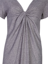 Front Ruched Gray Irregular Hem Long Top Twist Front V Neck Blouse Women'S Clothes Women Tops And Blouses