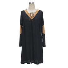Front Tie Up Ankle Patch Shift Dress Loose Boho Women Black Dress Bohemian Style Girl Autumn Casual Dress 2016 High Quality