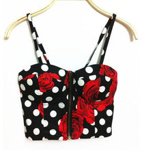 Front Zipper Floral Printed Polka Dot Rose Pattern Tribal Print Strappy Bra Sexy Bralet Bralette Crop Top Camis Sexy Casual