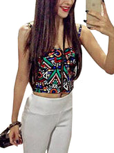 Front Zipper Floral Printed Polka Dot Rose Pattern Tribal Print Strappy Bra Sexy Bralet Bralette Crop Top Camis Sexy Casual