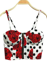 Front Zipper Floral Printed Polka Dot Rose Pattern Tribal Print Strappy Bra Sexy Bralet Bralette Crop Top Camis Sexy Casual