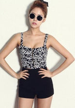Front Zipper Geometric Printed Strappy Bra Sexy Bralet Bralette Crop Top Camis Sexy Casual Short Korean Fashion Clothing 2016