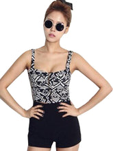 Front Zipper Geometric Printed Strappy Bra Sexy Bralet Bralette Crop Top Camis Sexy Casual Short Korean Fashion Clothing 2016