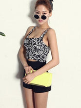 Front Zipper Geometric Printed Strappy Bra Sexy Bralet Bralette Crop Top Camis Sexy Casual Short Korean Fashion Clothing 2016