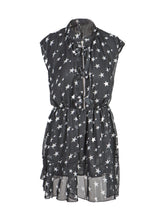 Front Zipper Star Print V Neck See Through Chiffonmini Casual Dress Peplum Sheer Sleeveless Summer Dresses Casual Womens Summer