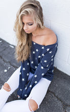 Full Sleeve Cute Shirt O-Neck Star Print Cotton Blue Blouse Women Casual 2016 Autumn Fashion Top Fall Casual Blouse New Arrival