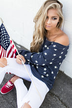 Full Sleeve Cute Shirt O-Neck Star Print Cotton Blue Blouse Women Casual 2016 Autumn Fashion Top Fall Casual Blouse New Arrival