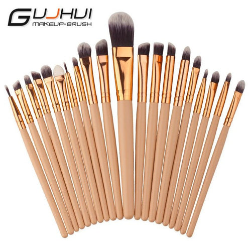 GUJHUI 100% brand new and high quality 20PCS Make Up Foundation Eyebrow Eyeliner Blush Cosmetic Concealer Brushes pincel oval