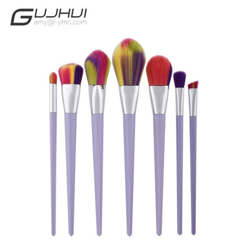 GUJHUI 7PCS Make Up Foundation Eyebrow Eyeliner Blush Cosmetic Concealer Brushes Used with Powder pincel de base Anne