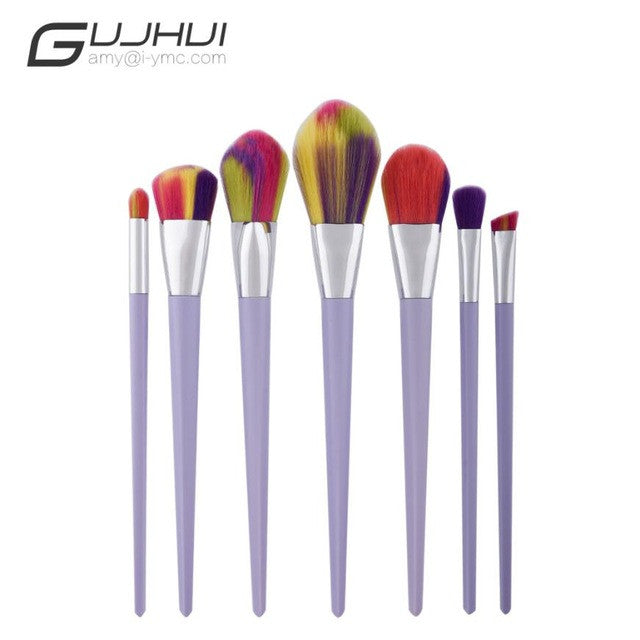 GUJHUI 7PCS Make Up Foundation Eyebrow Eyeliner Blush Cosmetic Concealer Brushes Used with Powder pincel de base Anne