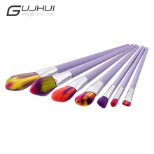 GUJHUI 7PCS Make Up Foundation Eyebrow Eyeliner Blush Cosmetic Concealer Brushes Used with Powder pincel de base Anne
