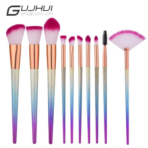 GUJHUI New 10PCS Cosmetic Makeup Brush Brushes Set Foundation Powder Eyeshadow pincei de maquiagem profissional Anne