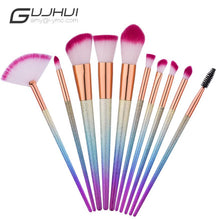 GUJHUI New 10PCS Cosmetic Makeup Brush Brushes Set Foundation Powder Eyeshadow pincei de maquiagem profissional Anne