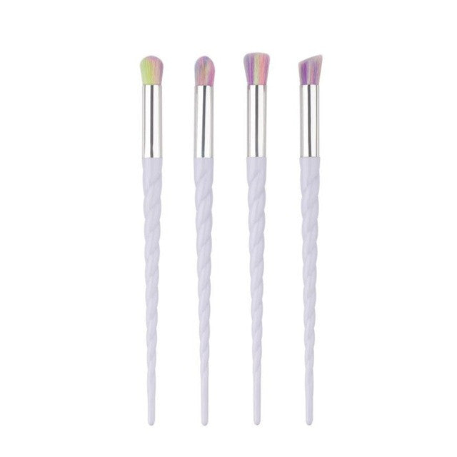 GUJHUI Plastic ,aluminium tube Nylon hair Material 4Pcs Colorful Cosmetic Eyebrow Eyeshadow Brush Makeup Brush Sets Kits Tools