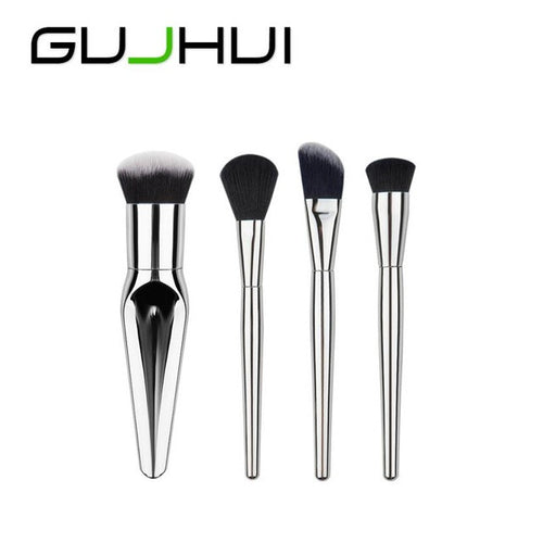 GUJHUI Silver Color 4PCS Make Up Foundation Eyebrow Eyeliner Blush Cosmetic Concealer Brushes Anne