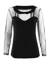 Gauze Mesh Solid Black O-Neck Blouse See Through Full Sleeve Slim Women Sexy Blouse Shirt 2016 Autumn Women Sexy Fashion Blouse