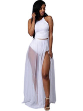 Gauze See Through Dress High Side Slit Two Piece Women Clothing Sexy Sleeveless Women Maxi Dress Sexy Club Party