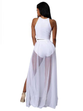 Gauze See Through Dress High Side Slit Two Piece Women Clothing Sexy Sleeveless Women Maxi Dress Sexy Club Party