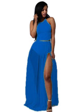 Gauze See Through Dress High Side Slit Two Piece Women Clothing Sexy Sleeveless Women Maxi Dress Sexy Club Party