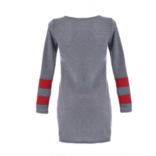 Geometric Ethnic Printed Women Dress Striped Mini Shirt Dress Autumn Patchwork Red Grey Dress Long Sleeve Ladies Dresses
