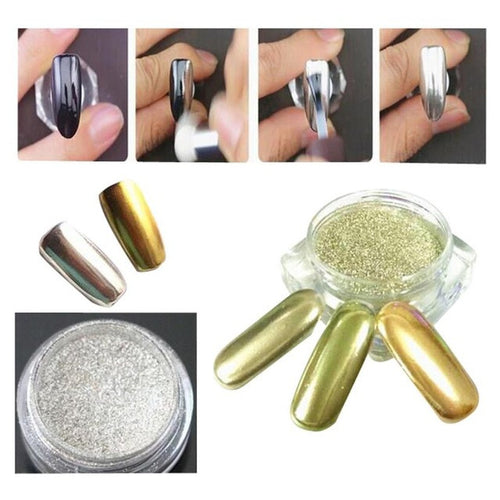 Gold+Silver Color 2 Box Gold Sliver Nail Glitter Powder Shinning Nail Mirror Powder Makeup Art DIY Chrome Pigment Anne