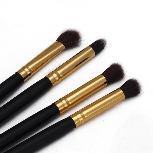 Golden+Black Color 4Pcs Makeup Cosmetic Tool Eyeshadow Powder Foundation Blending Brush Set Anne