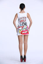 Good Girl Letter Print Doddle Lips Pattern Girl Summer Sundress Tank White Dress Mini Short Casual Slim 2017 Women Dress