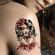 HOT New Arrival 22*15cm Ghosts Red Rose Female Killer Arm Tattoo Sticker Big Picture Simulation tatouage temporaire femme Anne