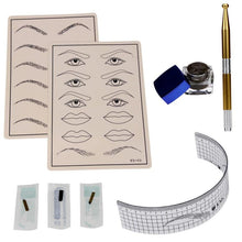 HOT New Arrival Silicone,plastic,Stainless Steel Permanent Makeup Microblading Eyebrow Tattoo kit Pen Needle Paste Skin Ruler