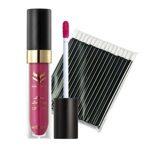 HUAMIANLI new style 50pcs Disposable Black Bar Lip Brush + Matte Lip Gloss Makeup Combination wooden hair accessories Anne