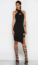 Halter Backless Front Hollow Side Slit Bandage Cut Out Black Party Dress Women Sexy Club 2016 New Style Summer Dress Fashion
