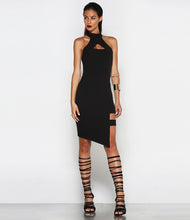 Halter Backless Front Hollow Side Slit Bandage Cut Out Black Party Dress Women Sexy Club 2016 New Style Summer Dress Fashion