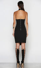 Halter Backless Front Hollow Side Slit Bandage Cut Out Black Party Dress Women Sexy Club 2016 New Style Summer Dress Fashion