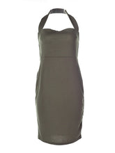 Halter Low Cut Strap Black Bandage Bodycon Dress High Waist Army Green Club Wear Dresses New 2016 Sheath Dress Summer 2016