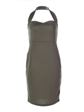 Halter Low Cut Strap Black Bandage Bodycon Dress High Waist Army Green Club Wear Dresses New 2016 Sheath Dress Summer 2016