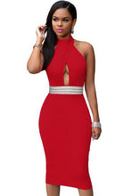 Halter Turtle Neck Women Bodycon Dress Wrap Sexy Hollow Out Dress Club Party High Waist Midi Dress With Fake Blet Backless