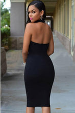 Halter Turtle Neck Women Bodycon Dress Wrap Sexy Hollow Out Dress Club Party High Waist Midi Dress With Fake Blet Backless